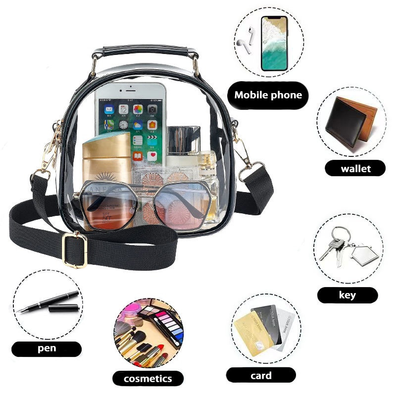 New Clear Crossbody Messenger Cute Bag for Women Stadium Approved – Backpack Bag and Clear PVC Bag price