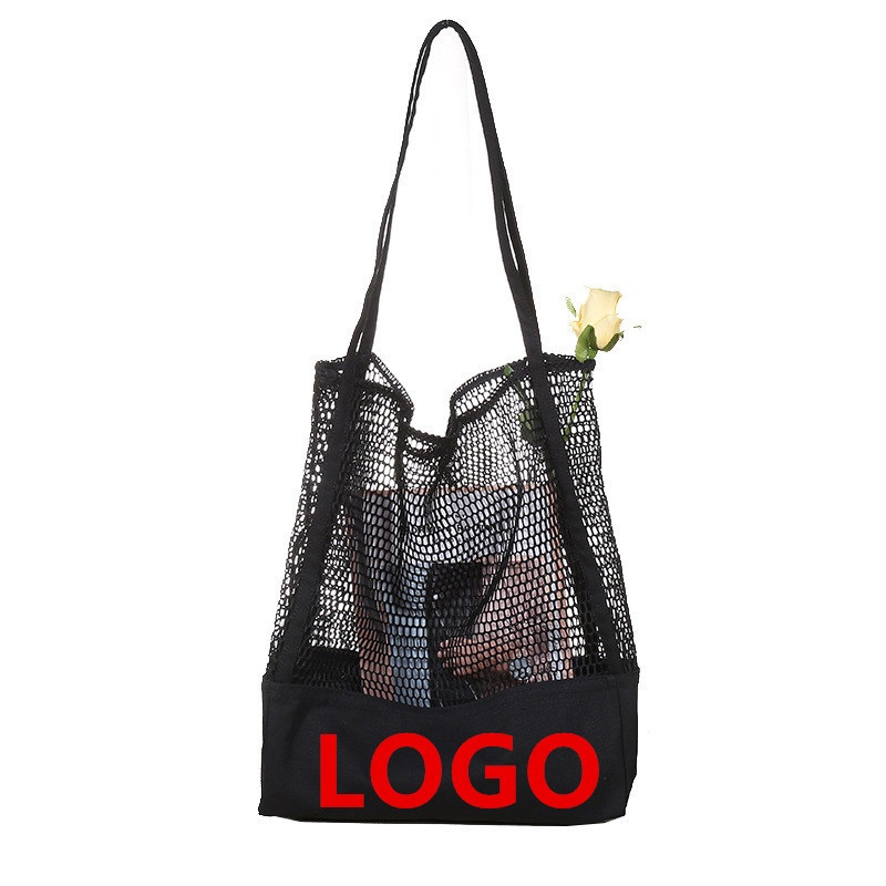 Splicing Mesh Bag Hollowed out Handbag Canvas Nylon Shopping Bag Beach Bag – New Design Gym Bags and Brand Travel Bags price