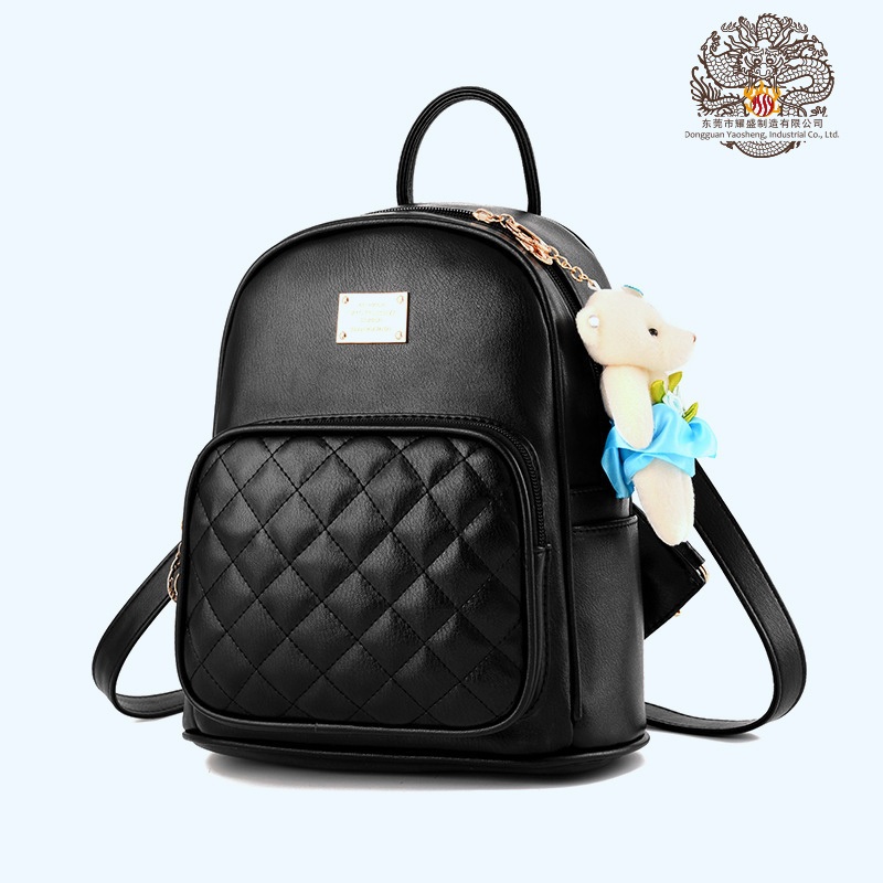 Hot Sale Waterproof Quilted Smooth PU with Bear Charm Travel Backpack – Travel Backpack and Waterproof Quilted Backpack Bags price