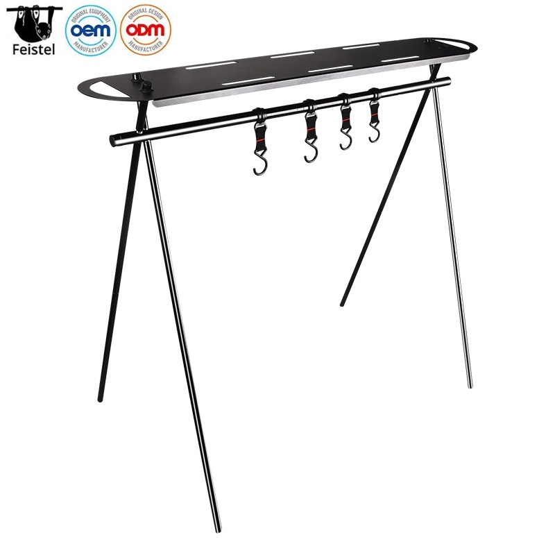 Outdoor Camping Detachable Multi-Functional Triangular Bracket Camping Drying Rack Self-Drive Travel Large Hanging Rack – Aluminum Alloy Hanging Racks and Portable Hanging Rack price
