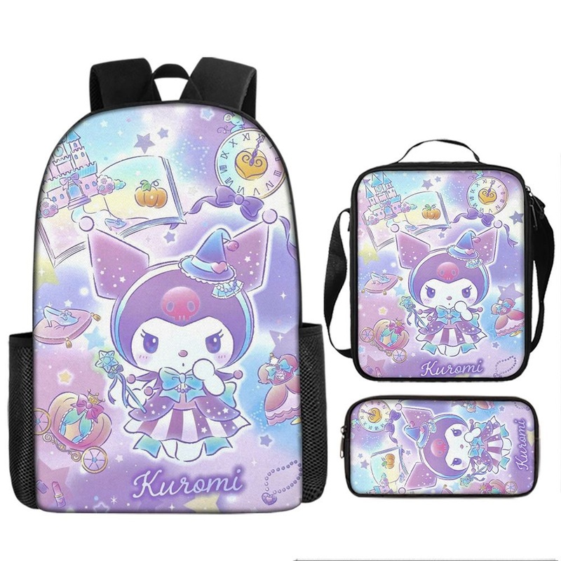 Xianghui Cute Cartoon Kuromi Backpack Set with Pencil Bags and Shoulder Bag – School Bag and Backpack price