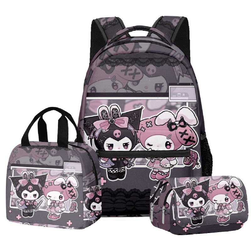 2024 New 3D Kuromi Student School Bag Backpack Lunch Bag Pen Bag Three Piece Set – Computer Backpack and Three Piece Backpack price