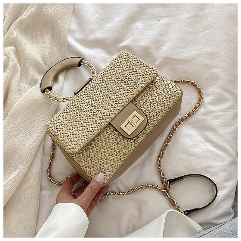 Braided Bag Chain One Shoulder Crossbody Bag Small Square Bag – Straw Bag and Braided Bag price