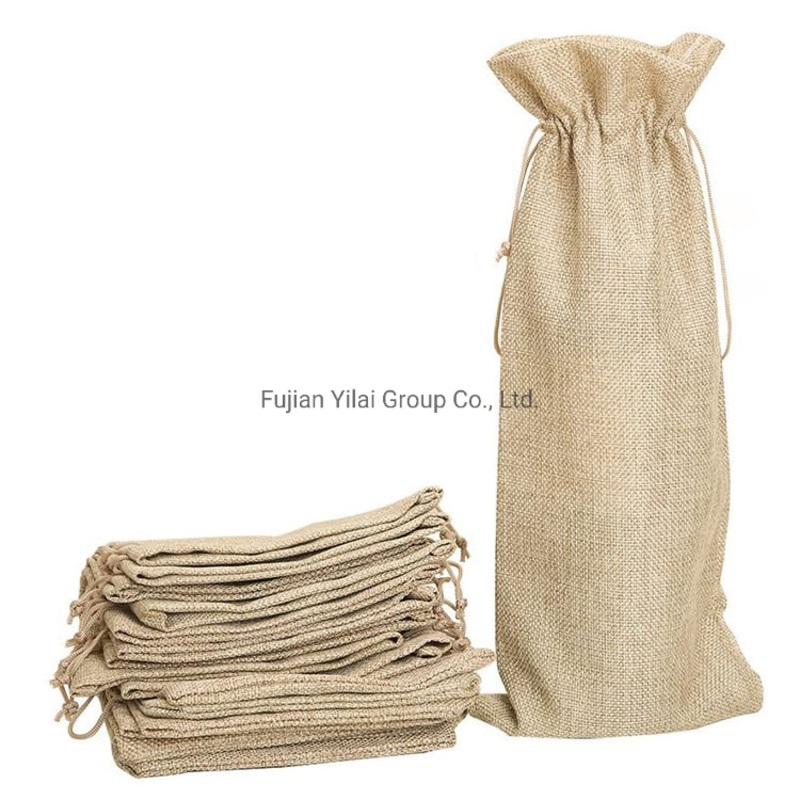 Cheap Eco Friendly Custom Logo Single Bottle Wine Packaging Burlap Jute Linen Wine Bag – Cooler Bag and Wine Bag price