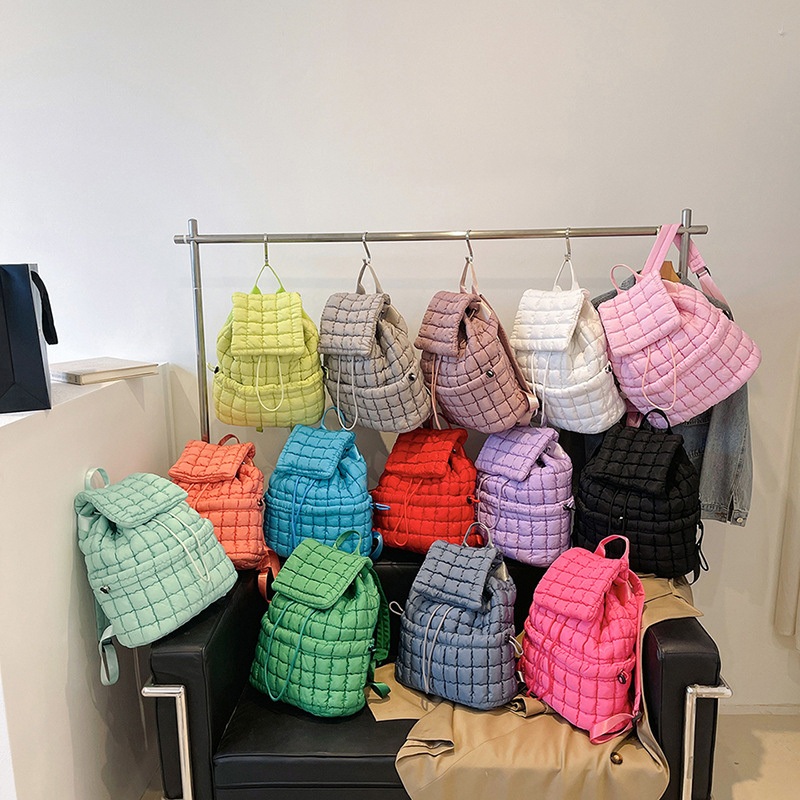 Down Travel Large Capacity Backpack Lightweight Fluffy Plaid Casual Bag – Down Backpack and Yoga Bag price