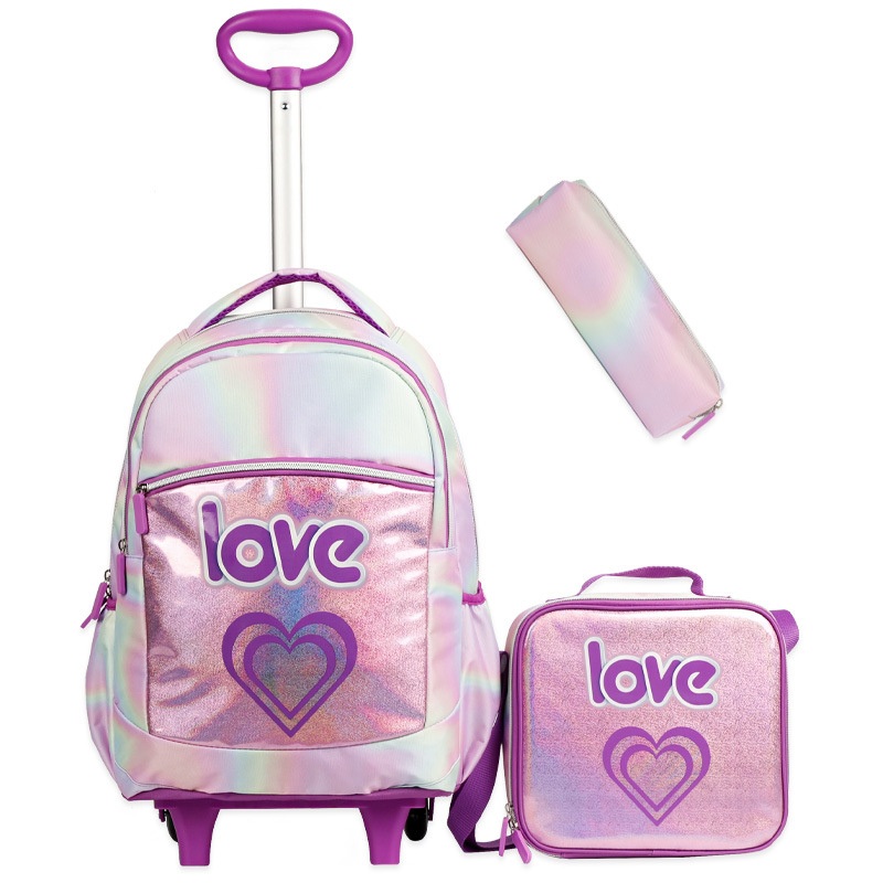 Custom Trolley Backpack with Wheels Childrens Suitcases Luggage Kids Love Rolling Roller Backpack for Girls – Trolley Backpack with Wheels and Student Backpack price