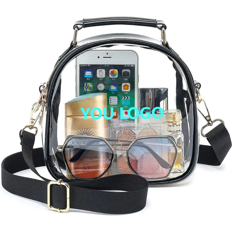 Custom Logo Plastic PVC Hand Bag Women Concert Stadium Approved Clear Crossbody Bag Messenger Stadium Clear Tote Bags – Backpack Bag and Clear PVC Bag price
