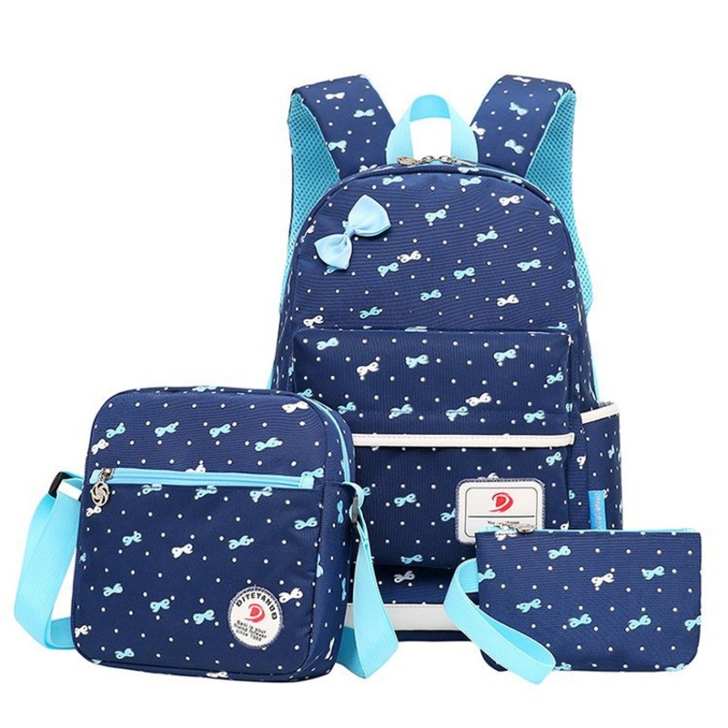 New Cross Border Cute Bow Print Three Piece Set for Middle School Students Campus Large Capacity Backpack – Computer Backpack and Three Piece Backpack price
