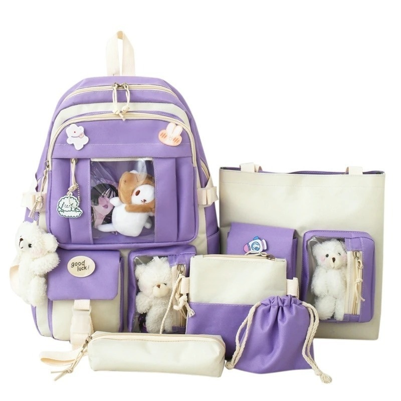5PCS Sets Childrens School Backpack Kawaii Womens Bagpack Bookbag Laptop Bag for Teens Girls Mochilas 2024 Students Totes Sac – Kawaii Backpack and School Bag price