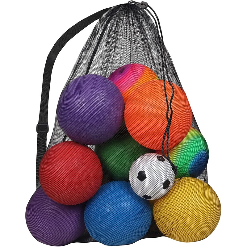 Black Extra Large Mesh Sports Ball Drawstring Bag, Soccer Equipment Bag with Adjustable Shoulder Strap for Football, Basketball, Volleyball, Swimming – Sports Ball Bag and Backpack Bag price