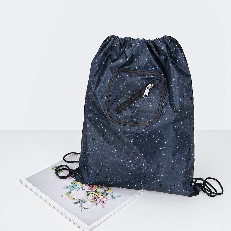 Custom Print Foldable RPET Polyester Drawstring Backpack Bag with Zipper Pocket – Drawstring Backpack and Polyester Backpack price