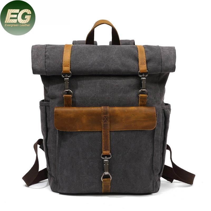 Ga106 Waterproof Laptop Men Womens Genuine Cowhide Custom Leather Camera Bag Backpacks Hiking School Designer Logo Luxury Travel Carry on Wax Canvas Backpack – Canvas Backpack and Camera Bag Backpack price