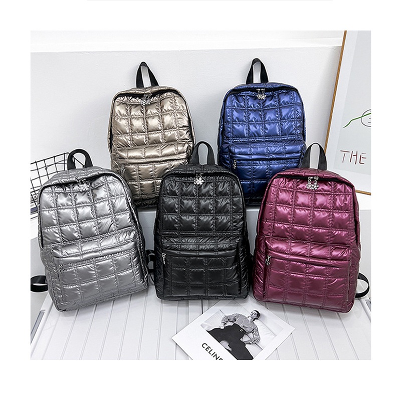 Fashionable Down Filled School Tote Backpack for Women Trendy Travel Backpack New Autumn Winter Style with Space Cotton Womens Double Shoulder Backpack – Travel Backpack and School Backpack price