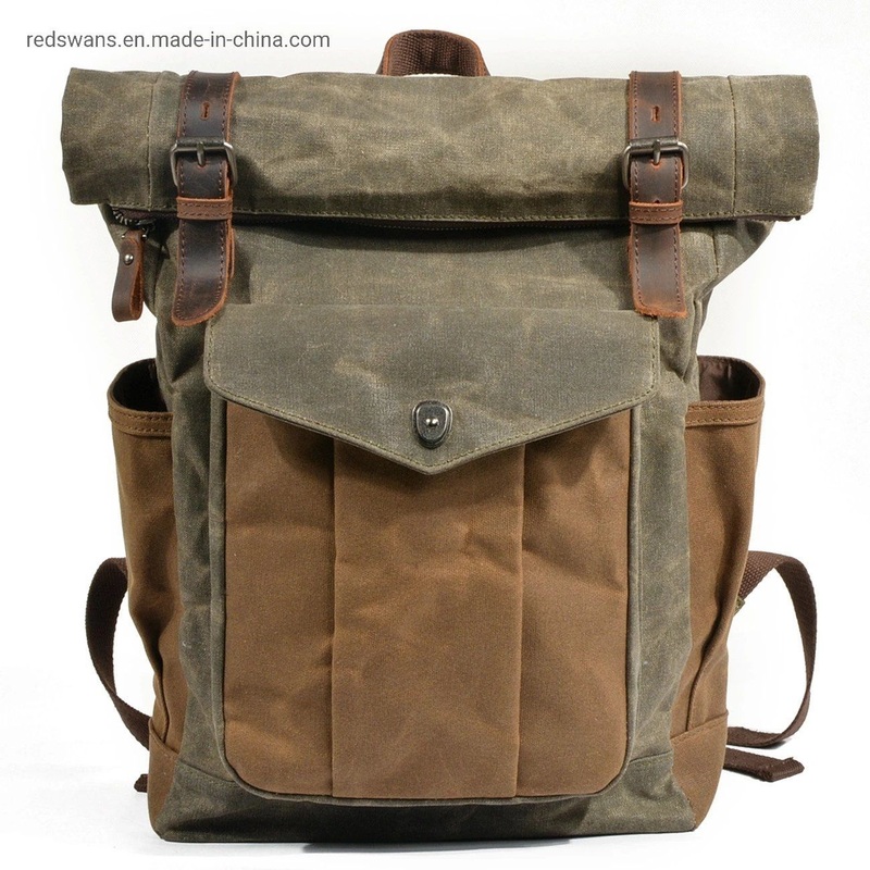 Europe Designer Waxed Canvas Leather Shoulder Handbag Waterproof Weekender Mountaineering Backpack (RS-9120-2) – Mountaineering Bag and Weekender Sport Rucksack price