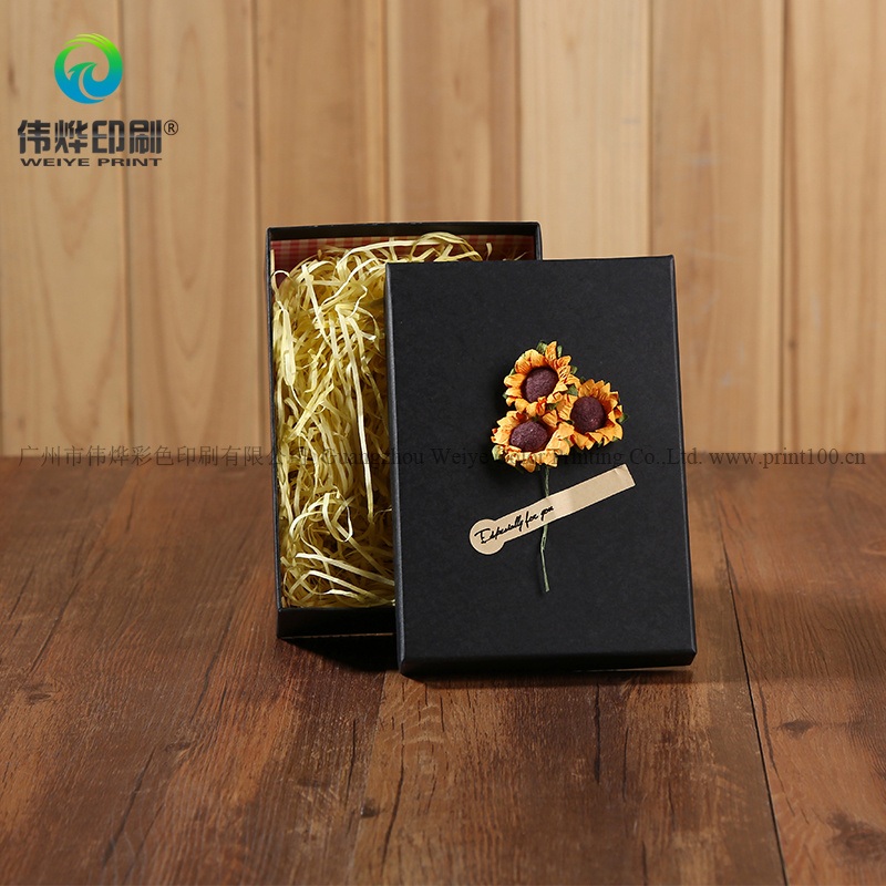 Black Printing Cardboard Gift Packaging Box with Flower – Luxurious Brithday Boxes and Printing Wedding Gift Box price