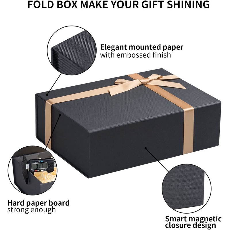 Cardboard Wholesale Box Luxury Black Gift Box Packaging Custom Packaging with Ribbon – Custom Box and Food Box price