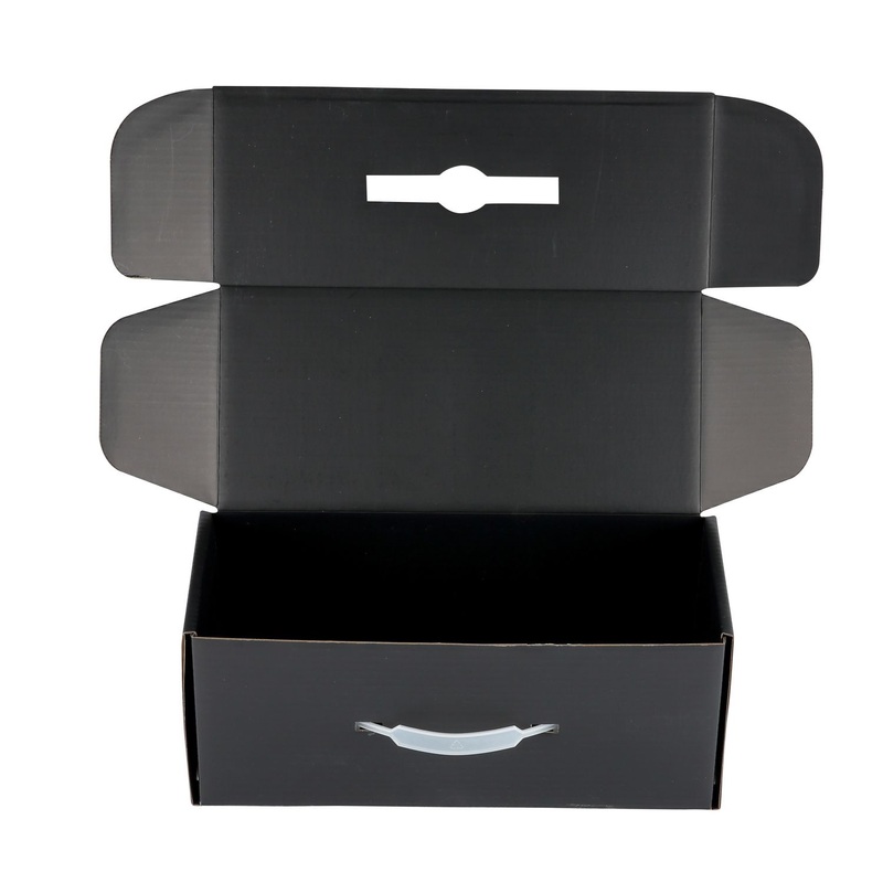 Eco-Friendly White Logo Matte Black Shipping Mailer Box with Handle – Color Box and Food Packaging price