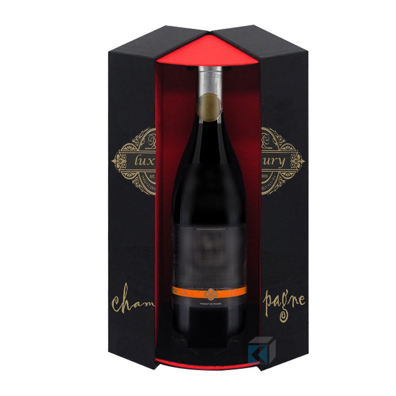 Custom Design Glass Bottle Packaging Black Golden Color Gift Rigid Wine Box – Custom Design Packaging Gift Wine Box and Corrugated Wine Paper Box Packaging Box price