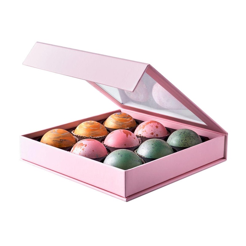 Custom Luxury Rainbow Pink Egg Bath Bomb Packaging Boxes with Window – Bath Bomb Box and Gift Box price