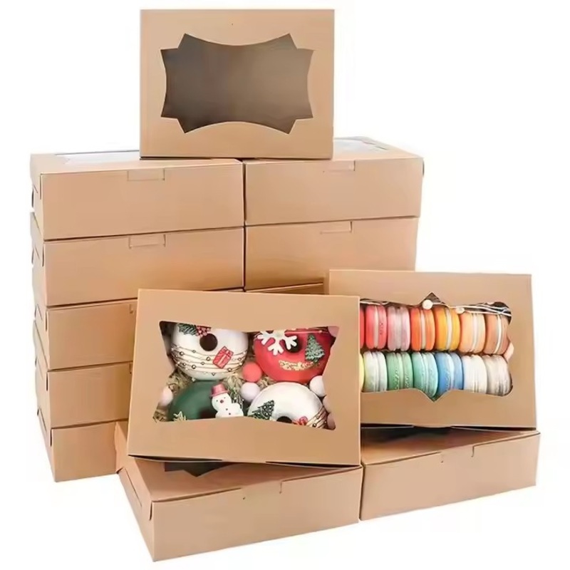 Kraft Take Away Paper Lunch Food Packaging Box Craft Donut Box Packaging Food Paper Donut Cake Cookies Packaging Box – Packaging Box and Folding Box price