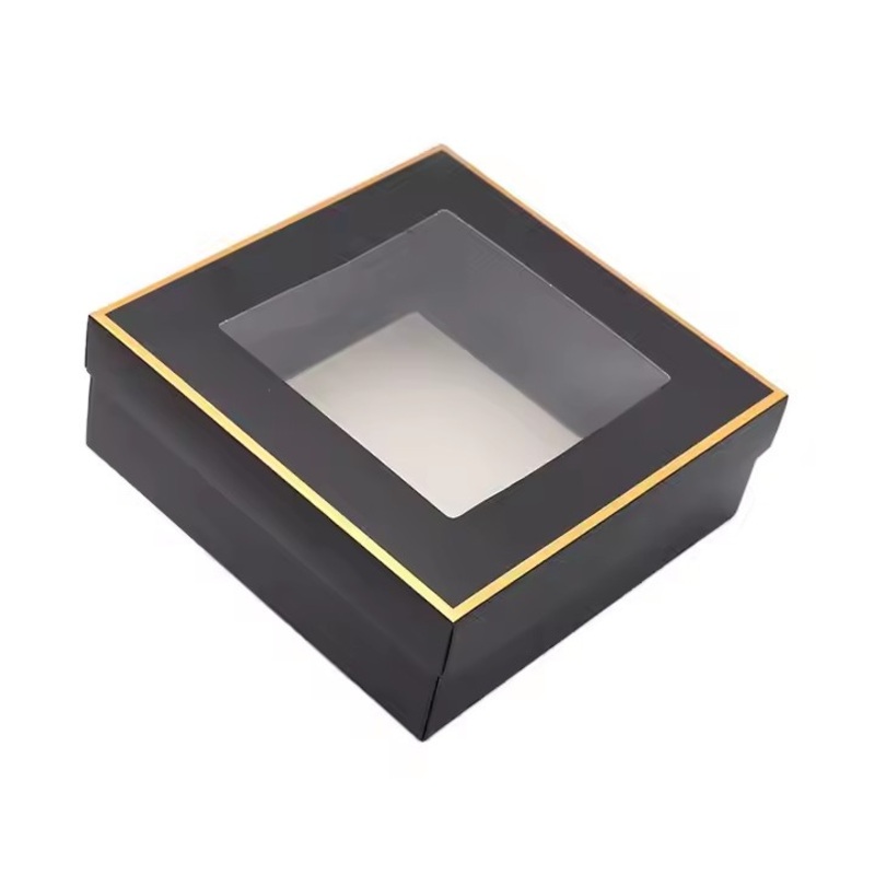 Factory Custom Logo Black Paper Gift Cardboard Box Clear Window Embossing Matt Lamination UV Coating for Photo Frame Packaging – Packaging Box and Folding Box price
