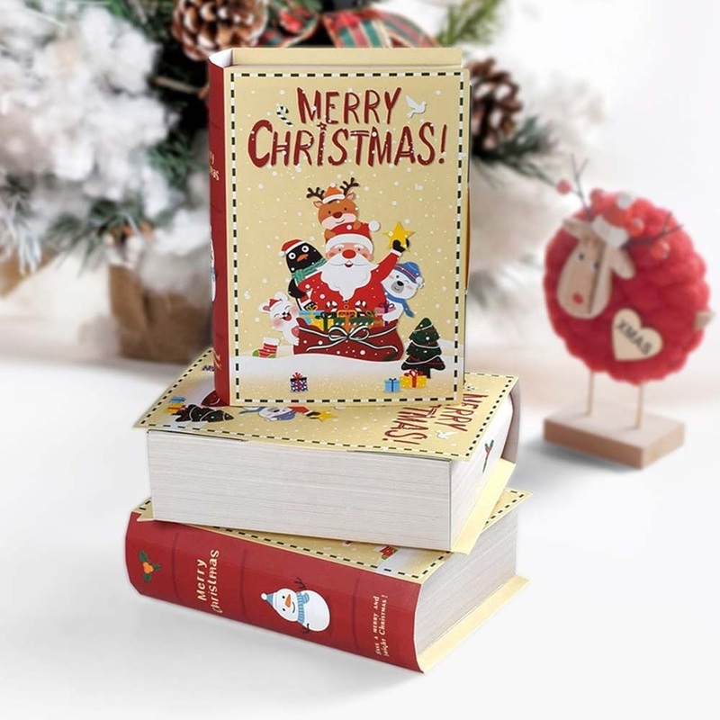 Merry Christmas Book Shaped Paper Candy Sweet Treat Dessert Gift Packaging Box Boxes for Xmas New Year Party Favor Decor – Boxes for Xmas and Christmas Box price