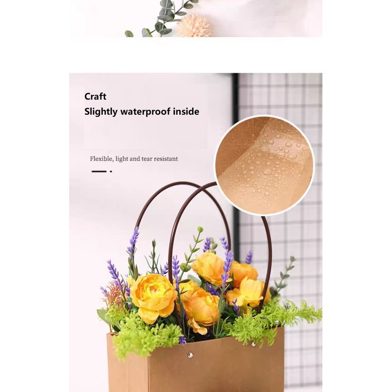 Bdl New Arrival Popular Waterproof Kraft Flower Carry Bag with Flat Handle for Fresh Dry Flower Bouquet Box – Packaging Box and Box Packaging price