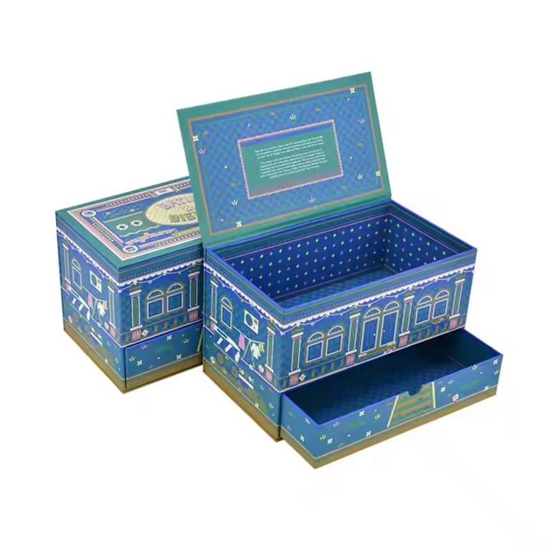 Custom Gold Stamping Fashion Luxury Premium Double Two Layer Magnetic Closure Rigid Festival Food Gift Box for Food – Elegant Magnetic Closure Box and Premium Rigid Gift Box price