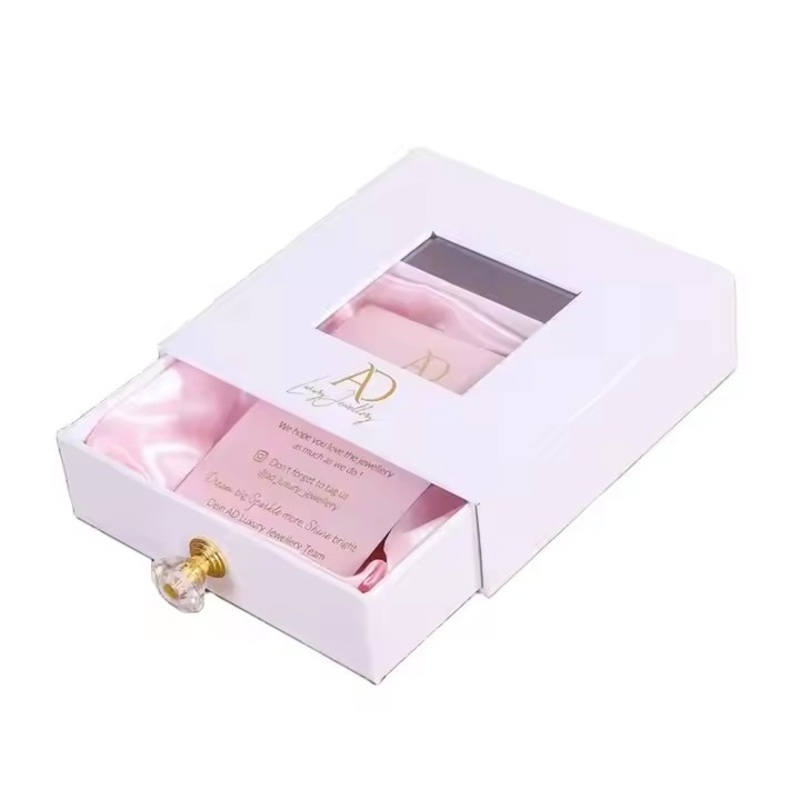 Customized UV Matt Lamination Gold Foil Personal Logo Rigid Drawer Jewelry Cosmetic Box Packaging High Quality Gift Box – Jewelry Packaging Box and Jewelry Box price