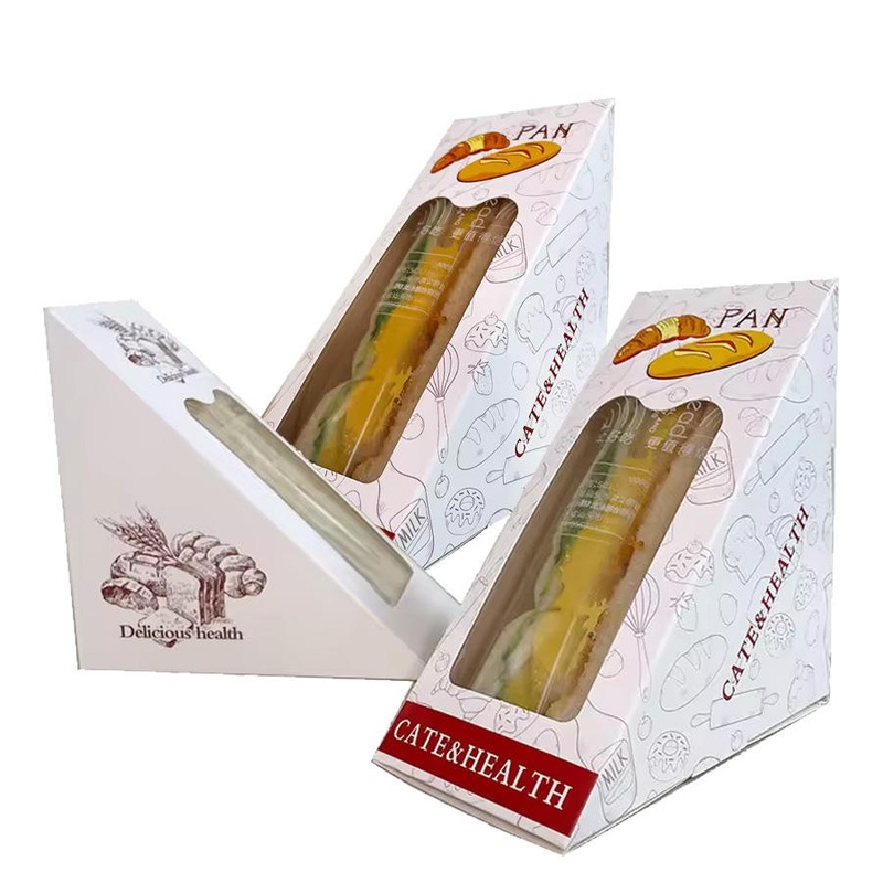 Packaging Boxes with Window Triangle Shape Disposable Paper Sandwich Packaging Box with Window – Sandwich Box and Paper Sandwich Boxes price