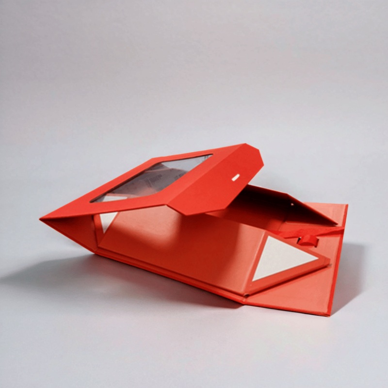 Red Hollow Paperboard Folding Gift Box with Custom Logo Design Elegant Red Cutout Gift Box for High-End Packaging Needs – Personalized Gift Box and Collapsible Gift Box price