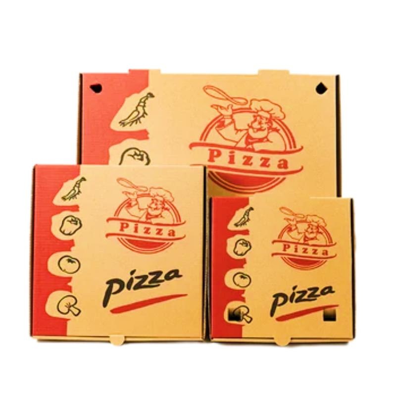Wholesale Disposable Kraft Paper Takeaway Packaging Paper Box Customized 8-10 Inch French Fries Burger Pizza Box – Pizza Box and Kraft Paper Takeaway Packaging Paper Box price
