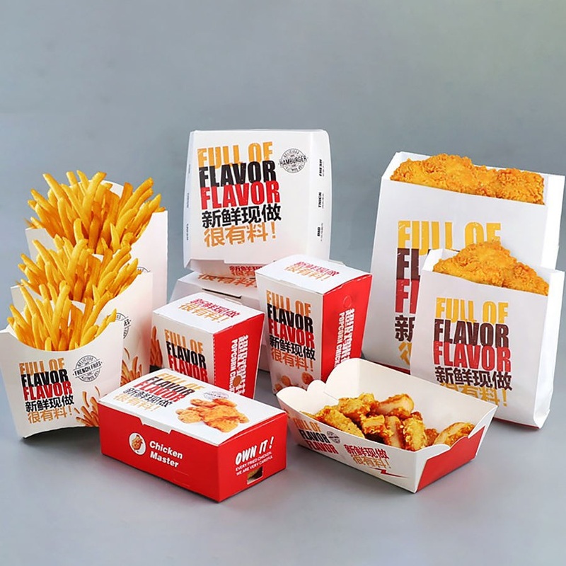 Wholesale High Quality Burger and Chips Paper Packaging Box Custom Disposable Burger Fries Boxes Snack Boxes – Snack Boxes and Fast Food Box price