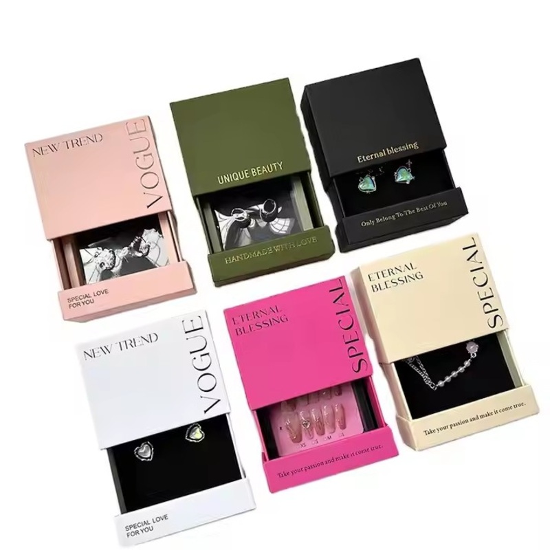 Hot Selling 120g Specialty Paper Rigid Cardboard Drawer Customized Jewelry Packaging Box Embossing Low MOQ Sponge PP Inner Box – Jewelry Packaging Box and Jewelry Box price
