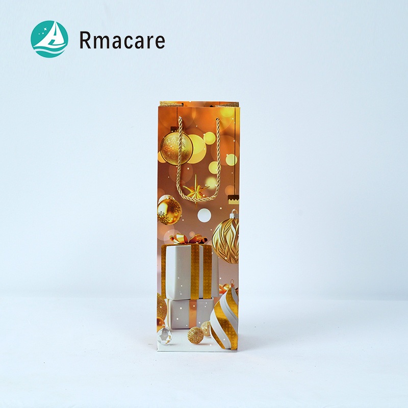 Luxury Single Red Wine Bottle Gift Paper Bag Kraft Paper Shopping Bags for Christmas Party Holiday Supply Packaging – Christmas Bags and Gift Bag price