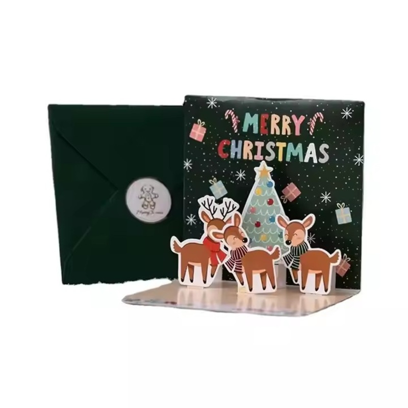 Latest 3D Pop up Christmas Greeting Gift Cards Wholesale Greeting Cards with Envolpe Greeting Cards Custom – Thank You Card and Printed Card price
