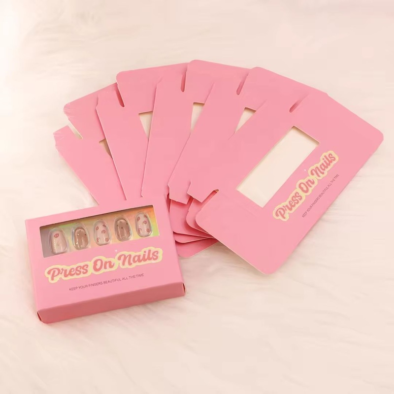24PCS Hot Sale Boxed Flower Long French Fake Nails Full Cover ABS Press on Nails Colorful False Nails with Jelly Gel Nail Box – Press on Nail Packaging Box and Nail Box price