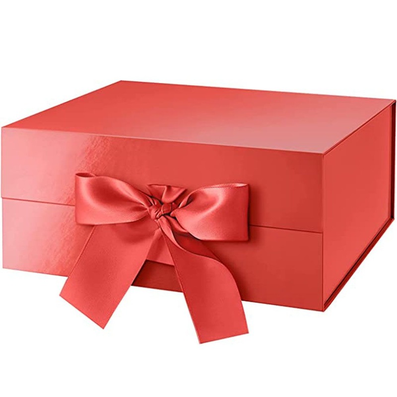 Glossy Red Magnetic Closure Gift Box with Ribbon – Paper Box and Printed Box price