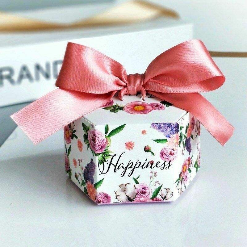 New Europe Hexagon Style Candy Box Wedding Favors Paper Gift Boxes with Ribbon – Paper Gift Box and Paper Box price