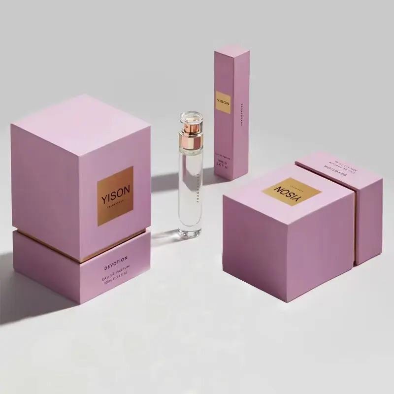 Pink Box for Perfume Custom Logo 50ml Oil Perfume Square Skincare Bottle Packaging Luxury Empty Fragrance Perfume Box Packaging – Perfume Box and Gift Box price