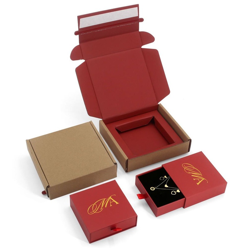Fancy Mailer Box with Custom Logo Red Kraft Paper Cardboard Jewelry Mail Mailer Box Packaging with Foam Insert for Jewelry – Jewelry Box and Gift Box price