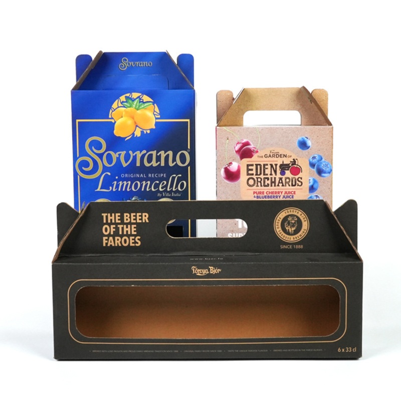 OEM Custom Design Corrugated Paper Cardboard Wine Beverage Packaging Handle Box – Paper Box and Corrugated Box price
