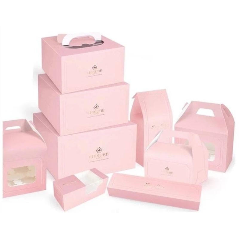 Wholesale Cake Box Customizable Folding Clear PVC Cake Box Recyclable Window Design for Food Packaging Gold Foil Embossing Matt Lamination Options – Cake Box price