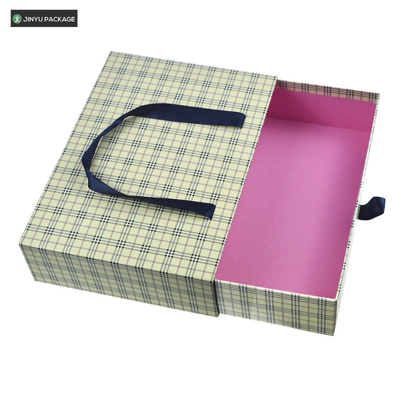 Luxury Paper Printing Gift Drawer Packaging Box Wholesale with Ribbon Handle – Gift Packaging Box and Paper Gift Box price