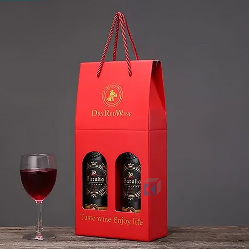 Luxury Wine Bottle Shipping Boxes Portable Handle Whiskey Wine Gift Box Packaging – Custom Design Cylinder Packaging Gift Wine Box and Corrugated Wine Paper Box Packaging Box price