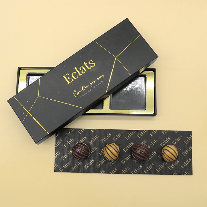 Valentine Luxury Truffle Cookie Packaging Bar Black Dubai Logo Chocolate Box with Bliser Divider – Dividers Chocolate Box and Valentine Chocolate Box price