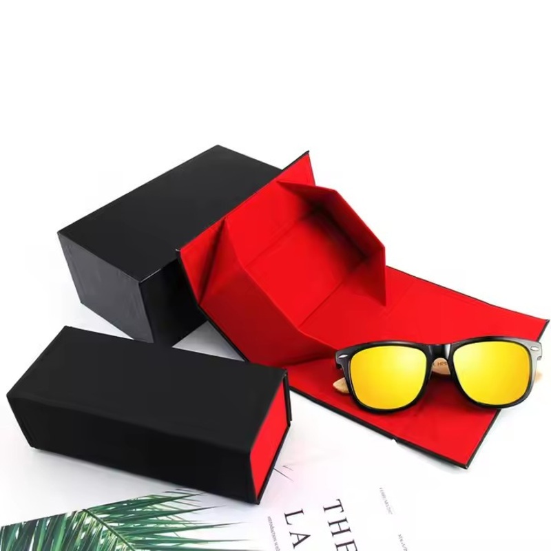 Wholesale Small Sunglasses Gift Box Fashionable PU Cover Customized Magnetic Folding Packaging Box with UV Coating Embossing Logo – Sunglasses Packaging Box and Sunglasses Box price