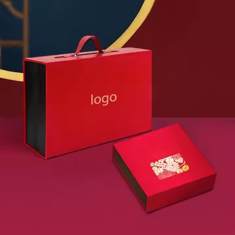 High Quality Red Portable Empty Gift Box Gift Packaging Box Large Folding Box – Stylish Magnetic Folio Packaging and Portable Gift Box price