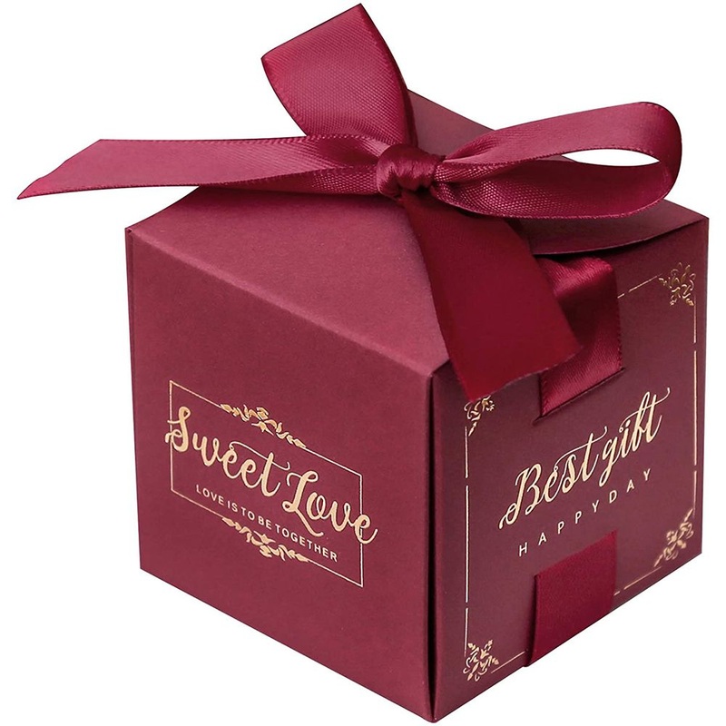 Burgundy Birthday Wedding Party Favor Paper Boxes with Ribbons – Gift Box and Printed Box price
