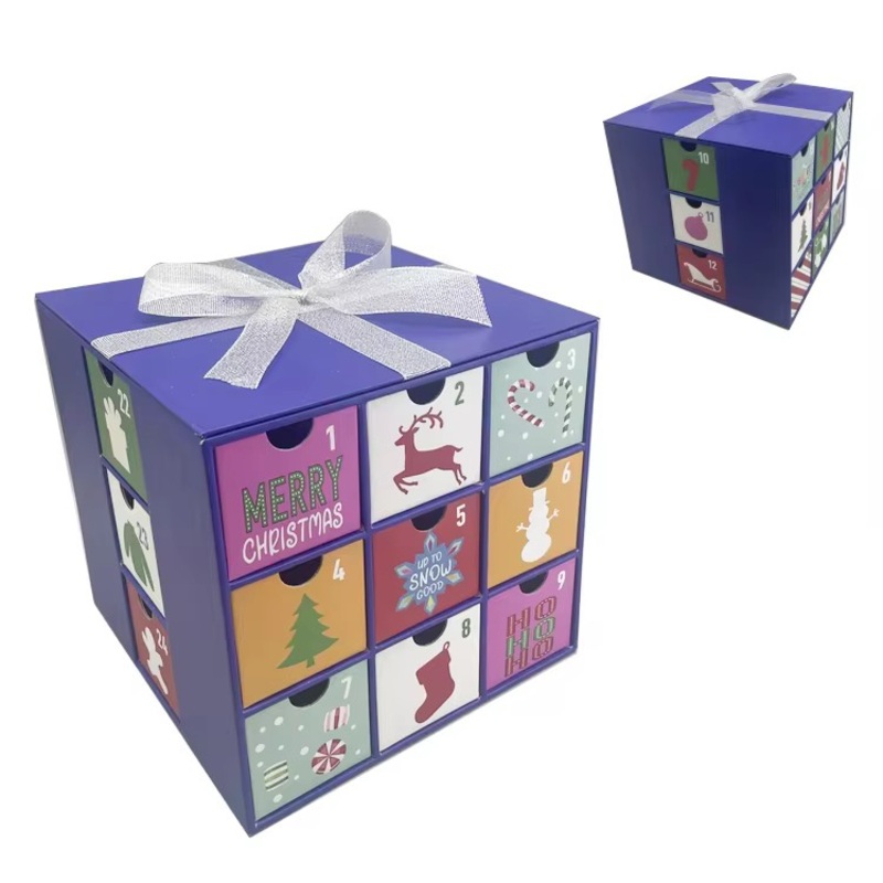 Custom Printing Cardboard 24 Drawers Gift Packaging Paper Cube Boxes Christmas Tree Shaped Advent Calendar Box for Chocolate Makeup Beauty Cosmetic – Paper Box and Gift Box price